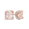 Thumbnail Image 0 of 6.0mm Cushion-Cut Morganite and Diamond Accent Stud Earrings in 10K Rose Gold
