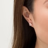 Thumbnail Image 1 of 6.0mm Cushion-Cut Morganite and Diamond Accent Stud Earrings in 10K Rose Gold