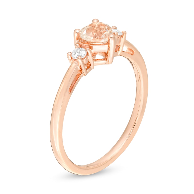 5.0mm Heart-Shaped Morganite and 0.10 CT. T.W. Diamond Ring in 10K Rose Gold