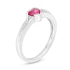 5.0mm Heart-Shaped Ruby and 0.05 CT. T.W. Diamond Bypass Frame Ring in 10K White Gold