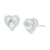 Thumbnail Image 0 of 5.0mm Aquamarine and 0.12 CT. T.W. Diamond Frame Heart Stud Earrings in 10K White Gold