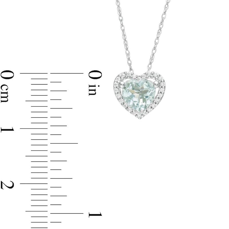 6.0mm Aquamarine and 0.07 CT. T.W. Diamond Heart Pendant in 10K White Gold