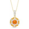Thumbnail Image 0 of 5.0mm Citrine and 0.10 CT. T.W. Diamond Octagonal Frame Pendant in 10K Gold