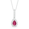 Thumbnail Image 0 of Pear-Shaped Ruby and 0.13 CT. T.W. Diamond Teardrop Pendant in 10K White Gold