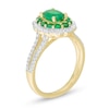 Thumbnail Image 2 of Oval Emerald and 0.25 CT. T.W. Diamond Scallop Frame Split Shank Ring in 10K Gold