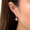 Thumbnail Image 1 of Oval Morganite and 0.15 CT. T.W. Diamond Floral Drop Earrings in 10K Rose Gold