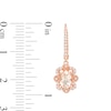 Thumbnail Image 2 of Oval Morganite and 0.15 CT. T.W. Diamond Floral Drop Earrings in 10K Rose Gold