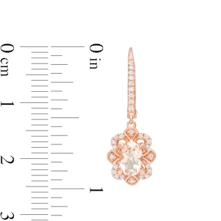 Oval Morganite and 0.15 CT. T.W. Diamond Floral Drop Earrings in 10K Rose Gold