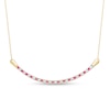 Thumbnail Image 0 of Alternating Ruby and 0.13 CT. T.W. Diamond Curved Bar Necklace in 10K Gold