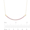 Thumbnail Image 2 of Alternating Ruby and 0.13 CT. T.W. Diamond Curved Bar Necklace in 10K Gold