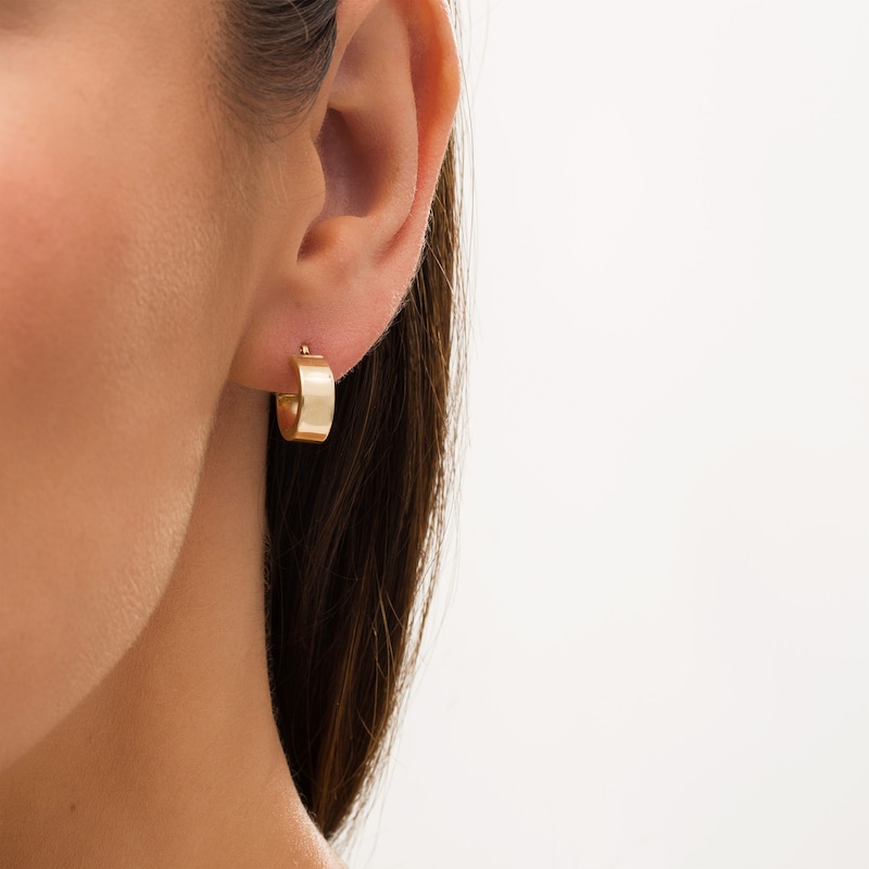 Men's 13.0mm Huggie Hoop Earrings in 10K Gold
