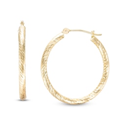 25.0mm Diamond-Cut Hoop Earrings in 14K Gold