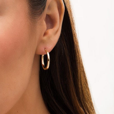 20.0mm Square Tube Hoop Earrings in 14K Gold