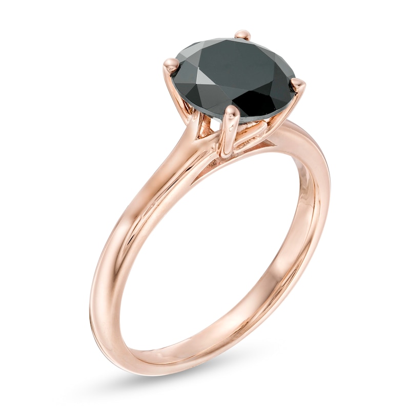 Main Image 3 of 3.00 CT. Black Diamond Solitaire Engagement Ring in 10K Rose Gold