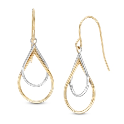 Interlocking Double Teardrop Earrings in 14K Two-Tone Gold