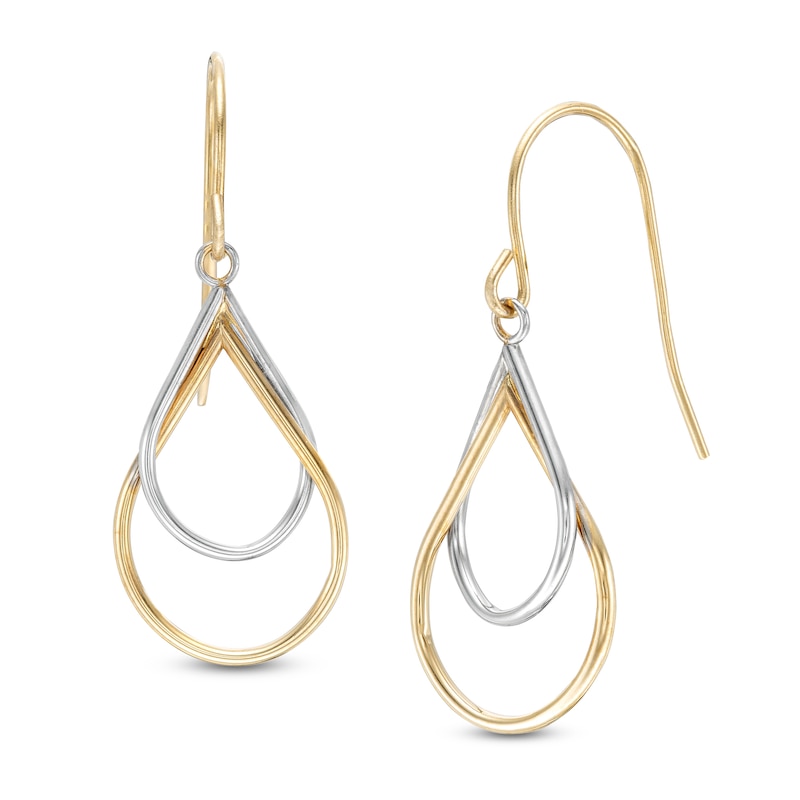 Interlocking Double Teardrop Earrings in 14K Two-Tone Gold