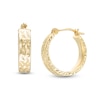 15.0mm Diamond-Cut "X" Square Tube Hoop Earrings in 14K Gold