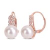 9.0-9.5mm Freshwater Cultured Pearl and 0.15 CT. T.W. Diamond Laurel Drop Earrings in 10K Rose Gold