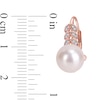 9.0-9.5mm Freshwater Cultured Pearl and 0.15 CT. T.W. Diamond Laurel Drop Earrings in 10K Rose Gold