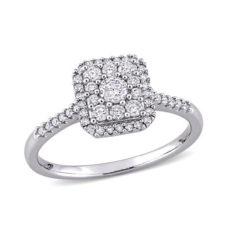 0.50 CT. T.W. Diamond Cushion Frame Engagement Ring in 10K White Gold