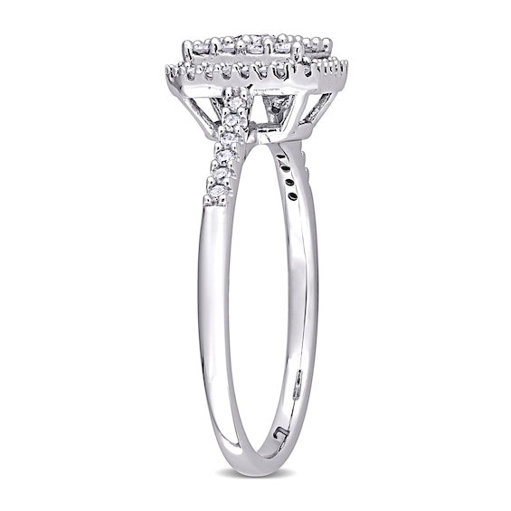 0.50 CT. T.W. Diamond Cushion Frame Engagement Ring in 10K White Gold