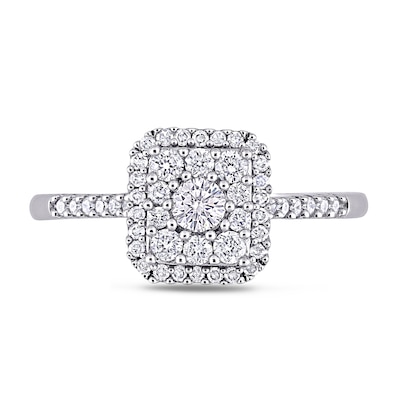 0.50 CT. T.W. Diamond Cushion Frame Engagement Ring in 10K White Gold