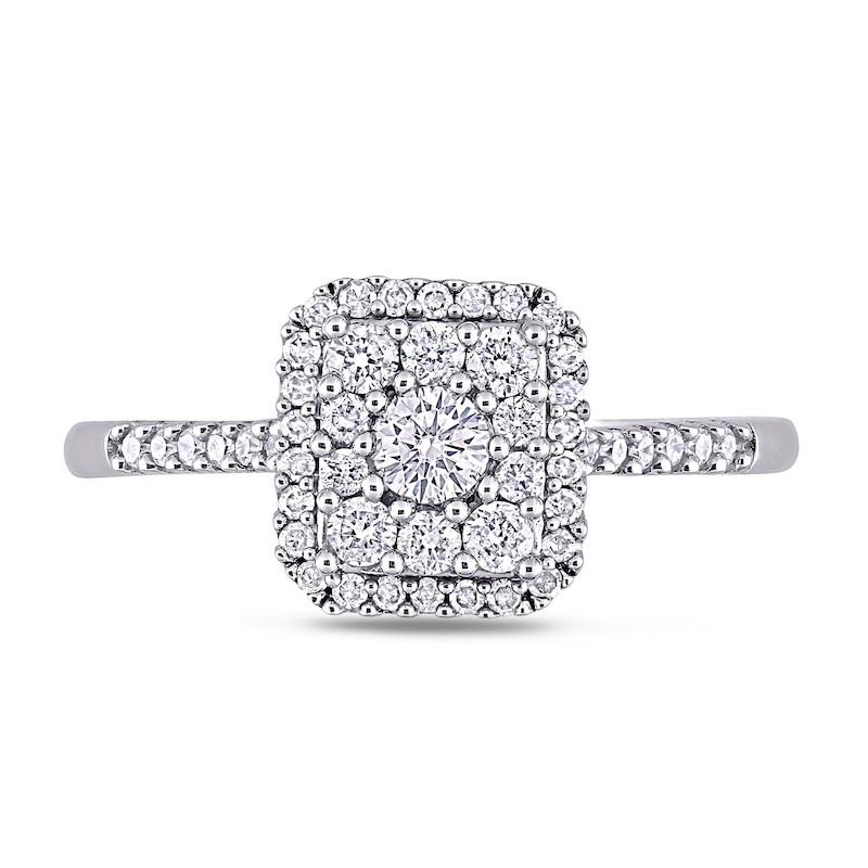 0.50 CT. T.W. Diamond Cushion Frame Engagement Ring in 10K White Gold