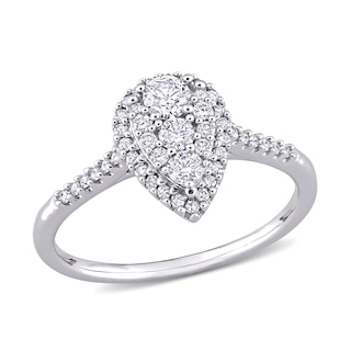 0.49 CT. T.W. Composite Diamond Pear-Shaped Frame Engagement Ring in 10K White Gold