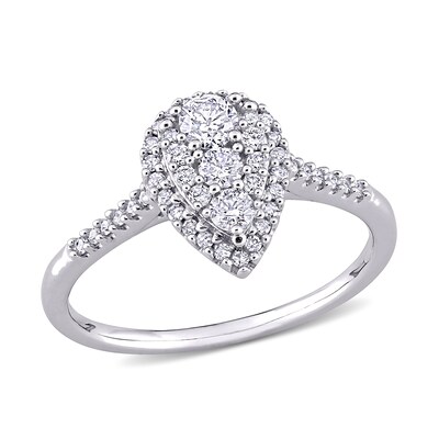 0.49 CT. T.W. Composite Diamond Pear-Shaped Frame Engagement Ring in 10K White Gold