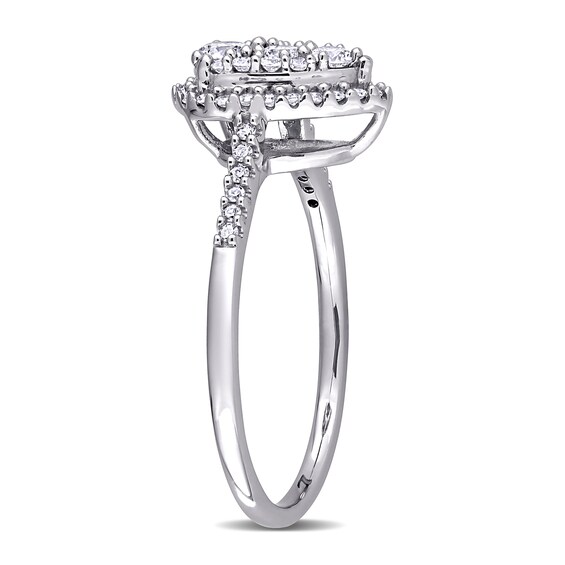 0.49 CT. T.W. Composite Diamond Pear-Shaped Frame Engagement Ring in 10K White Gold