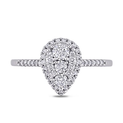 0.49 CT. T.W. Composite Diamond Pear-Shaped Frame Engagement Ring in 10K White Gold