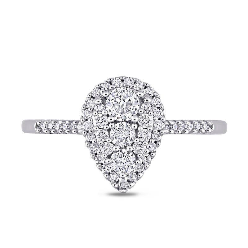 0.49 CT. T.W. Composite Diamond Pear-Shaped Frame Engagement Ring in 10K White Gold|Peoples Jewellers