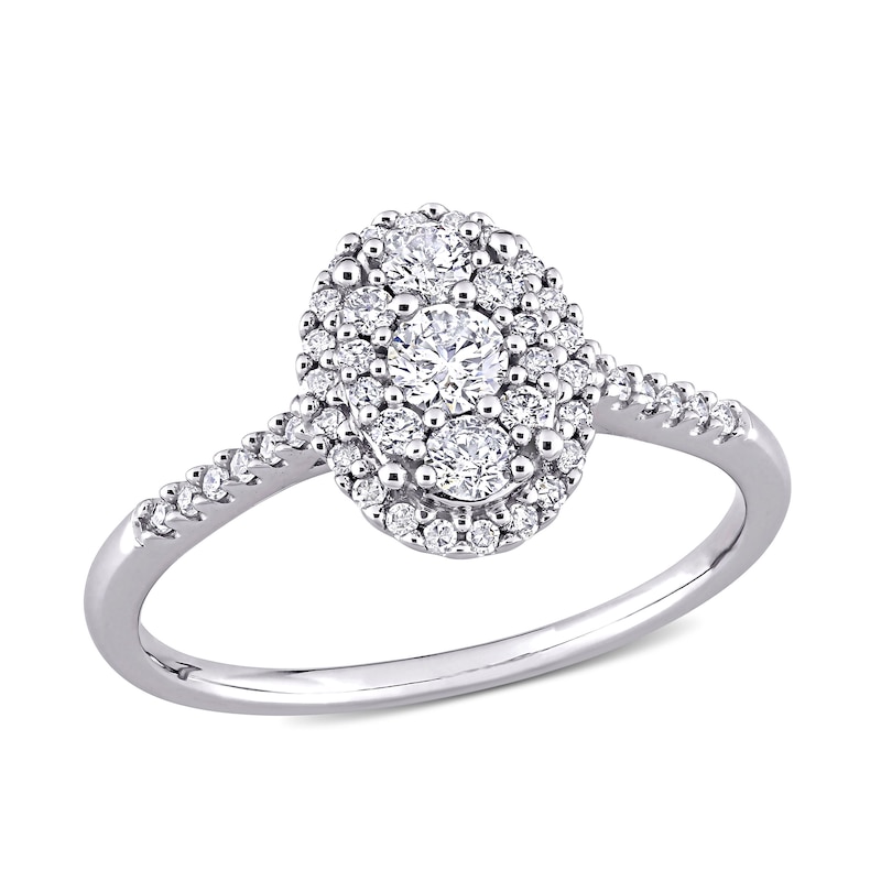 0.49 CT. T.W. Composite Diamond Oval Frame Engagement Ring in 10K White Gold|Peoples Jewellers