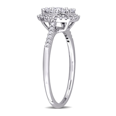 0.49 CT. T.W. Composite Diamond Oval Frame Engagement Ring in 10K White Gold