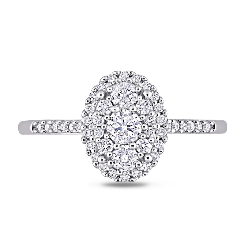 0.49 CT. T.W. Composite Diamond Oval Frame Engagement Ring in 10K White Gold|Peoples Jewellers