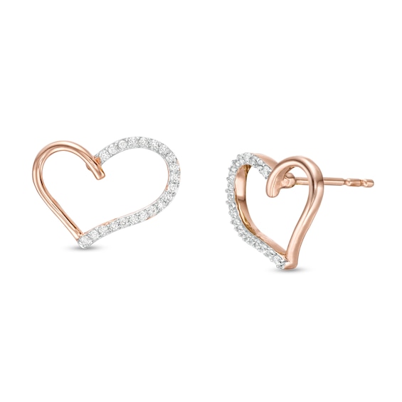 0.115 CT. T.W. Diamond Heart Outline Stud Earrings in 10K Rose Gold