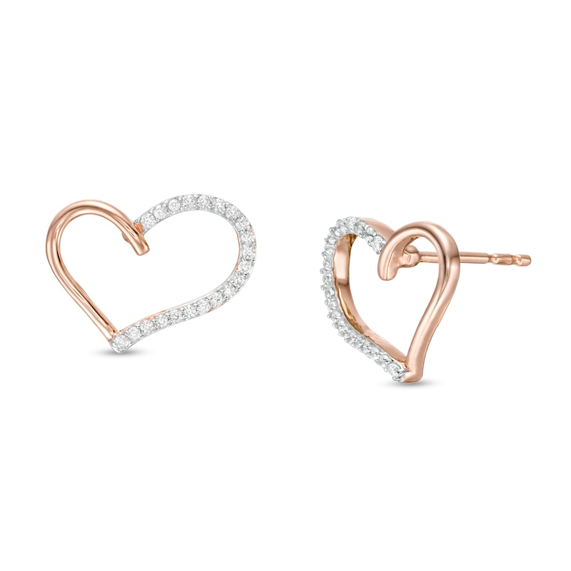0.115 CT. T.W. Diamond Heart Outline Stud Earrings in 10K Rose Gold|Peoples Jewellers