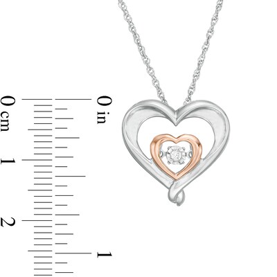 Unstoppable Love™ Diamond Accent Double Heart Pendant in Sterling Silver and 10K Rose Gold