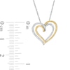 Diamond Accent Double Heart Pendant in Sterling Silver and 10K Gold