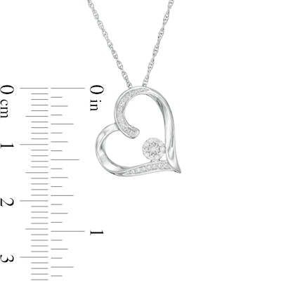 0.085 CT. T.W. Composite Diamond Tilted Heart Outline Pendant in Sterling Silver