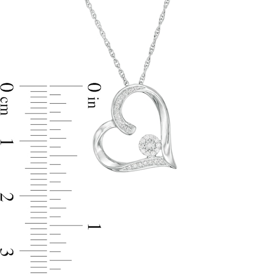 0.085 CT. T.W. Composite Diamond Tilted Heart Outline Pendant in Sterling Silver