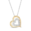 Thumbnail Image 0 of Diamond Accent Tilted Double Heart Pendant in Sterling Silver and 10K Gold