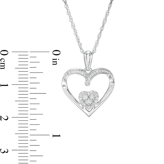 0.085 CT. T.W. Composite Diamond Double Heart Pendant in Sterling Silver