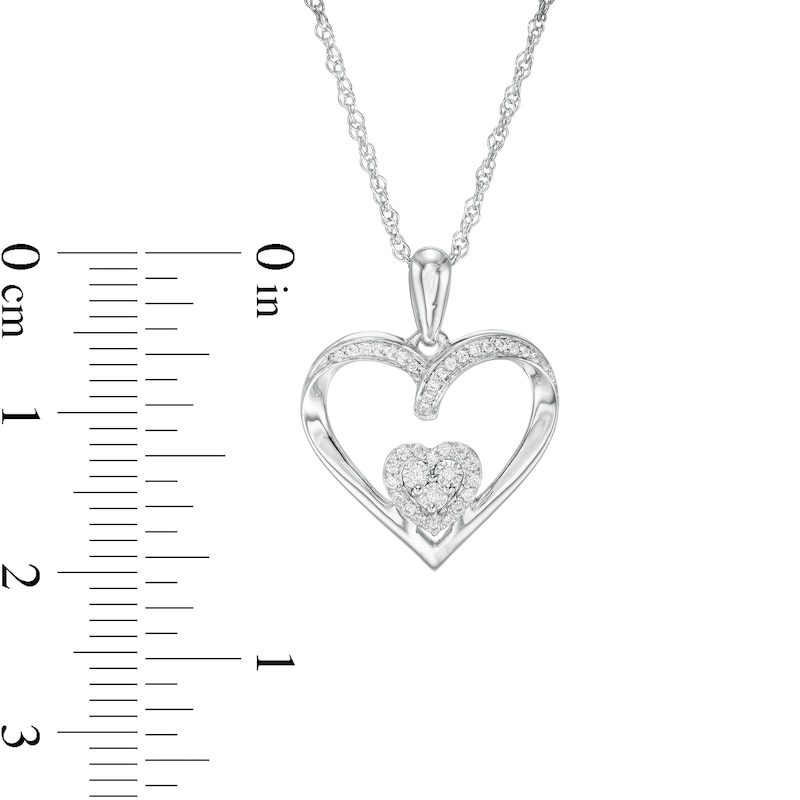 0.085 CT. T.W. Composite Diamond Double Heart Pendant in Sterling Silver|Peoples Jewellers