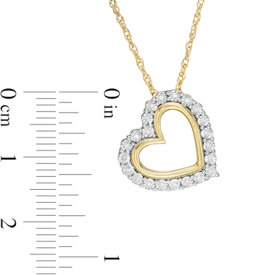 0.04 CT. T.W. Diamond Frame Tilted Heart Pendant in Sterling Silver and 14K Gold Plate