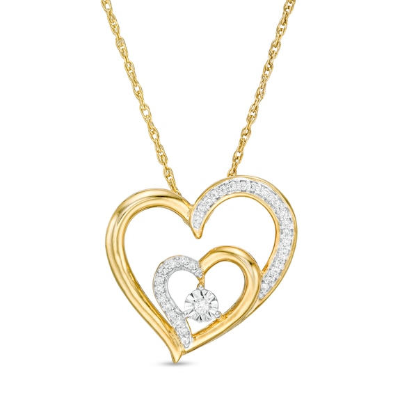 14KW Diamond Pave Heart Necklace 001-165-00136 PL Houston