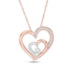 Thumbnail Image 0 of 0.067 CT. T.W. Diamond Double Heart Pendant in 10K Rose Gold