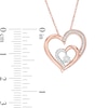 Thumbnail Image 2 of 0.067 CT. T.W. Diamond Double Heart Pendant in 10K Rose Gold