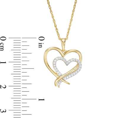 0.087 CT. T.W. Diamond Double Heart Pendant in 10K Gold