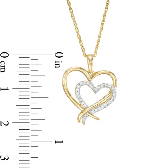 0.087 CT. T.W. Diamond Double Heart Pendant in 10K Gold